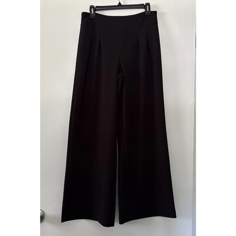 Rewash Dress Pants Womens L 9/11 Black Pleated Front High Rise Wide Flare Leg